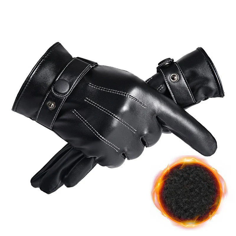 Thermische lederen heren handschoenen