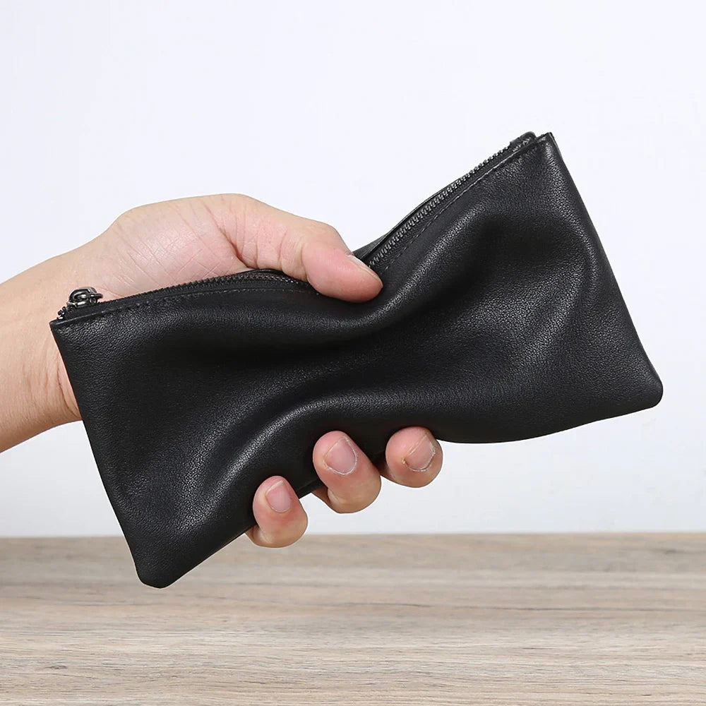 Klein herenportemonneetje van echt leer β Perfect voor minimalisten