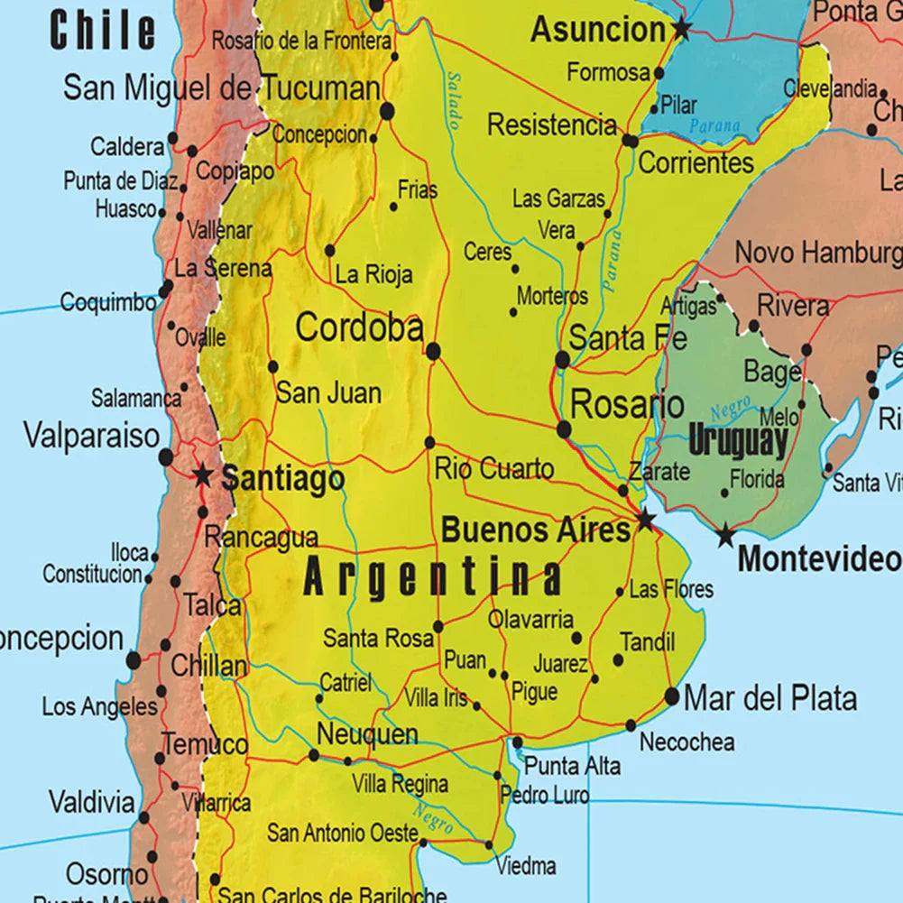 Wereldkaart op meerdere doeken β Artistieke compositie