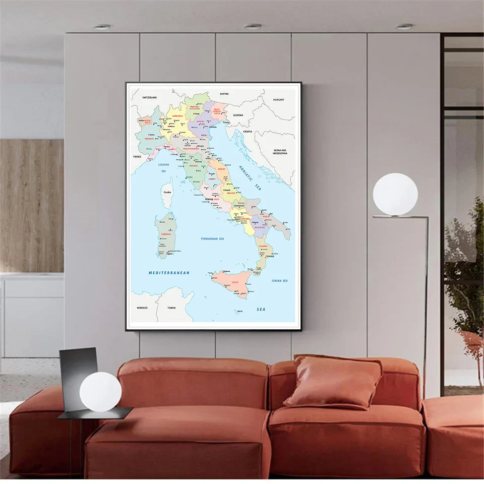 Wereldkaart wanddecoratie met glossy afwerking