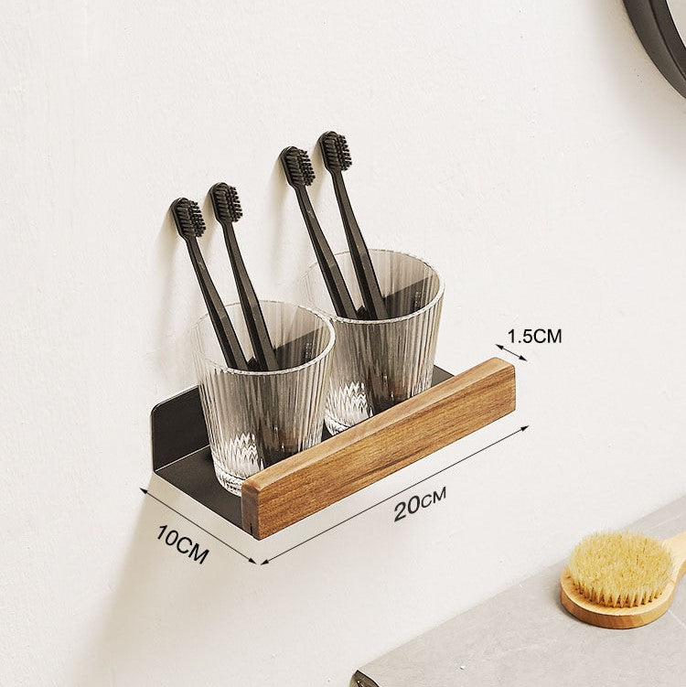 MOLOO-Doucherek-Hout-Zonder-Boren-20cm-Zwart-Doucherekje-Wand