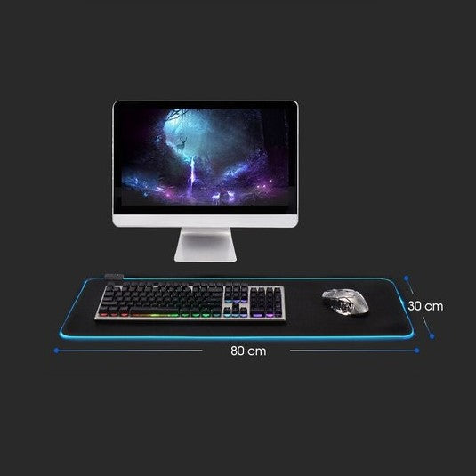 Gaming Muismat RGB LED Bureau Onderlegger 30x80cm Anti-slip