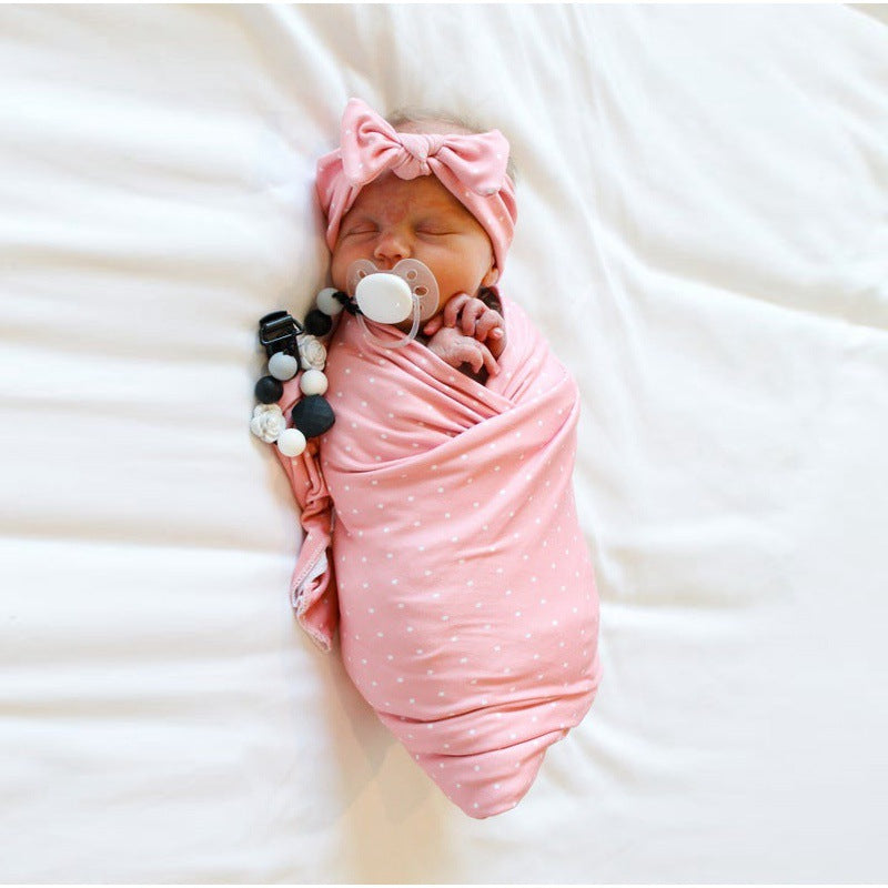 MOLOO-Inbakerdoek-met-Hoofdband-Roze-Wikkeldeken-Baby-Slaapdoek