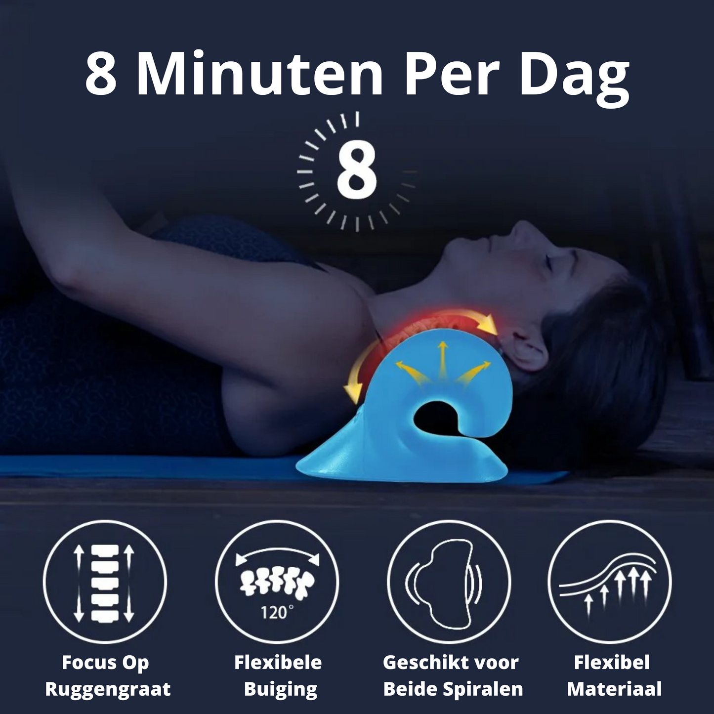 MOLOO-Nekstretcher-Donker-Blauw-Massagekussen-Nekmassage-Kussen-Nekpijn-en-Rugklacht