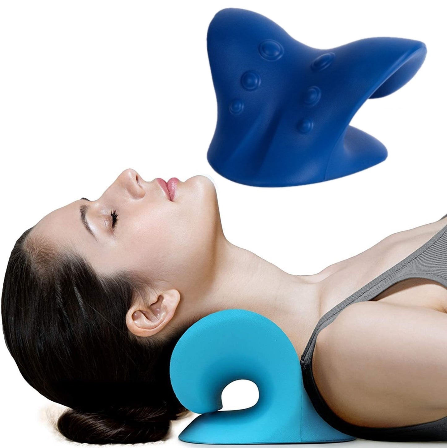 MOLOO-Nekstretcher-Donker-Blauw-Massagekussen-Nekmassage-Kussen-Nekpijn-en-Rugklacht