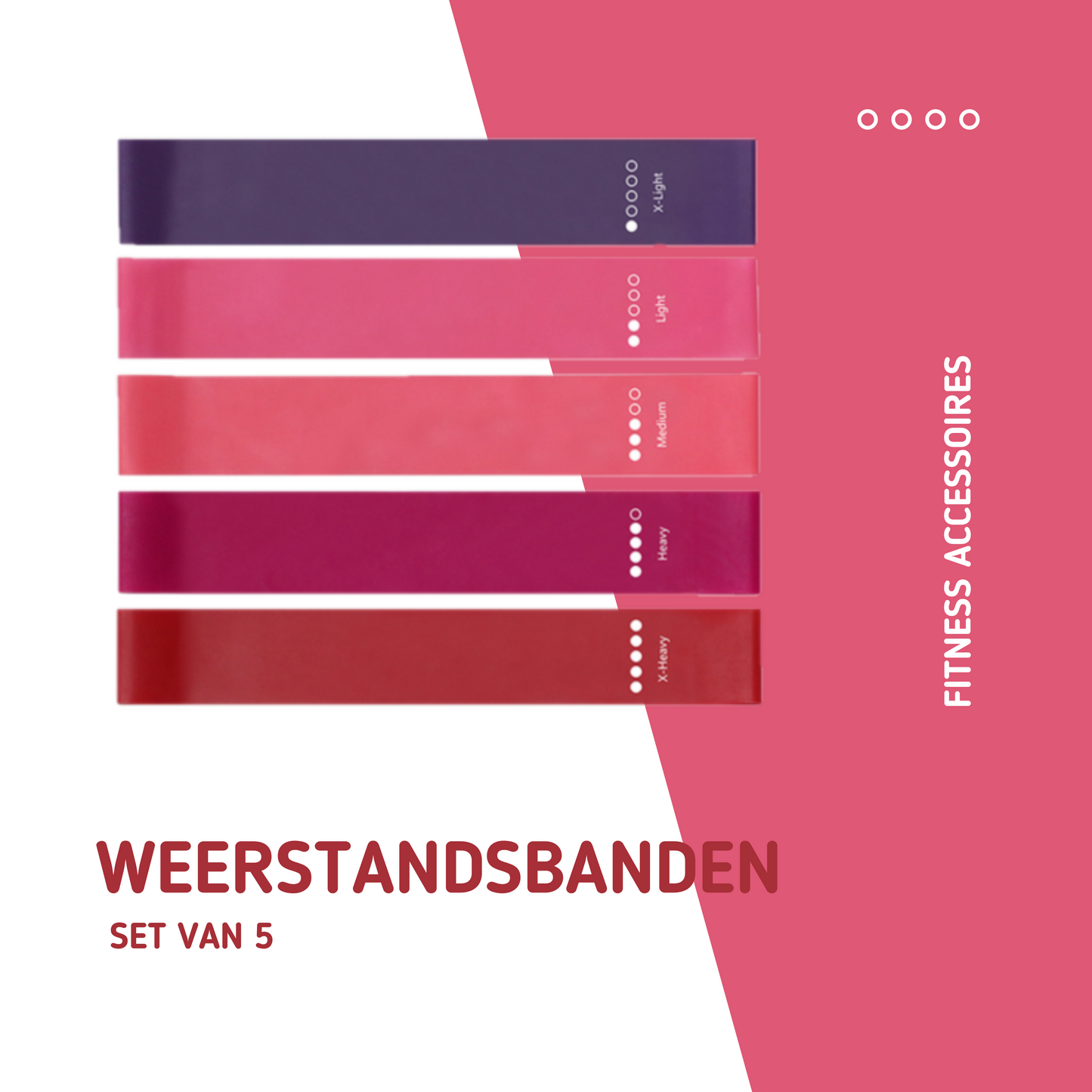 MOLOO-Weerstandsbanden-Rood-Resistance-Band-Set-van-5-Bootybands-Fitness-Elastiek