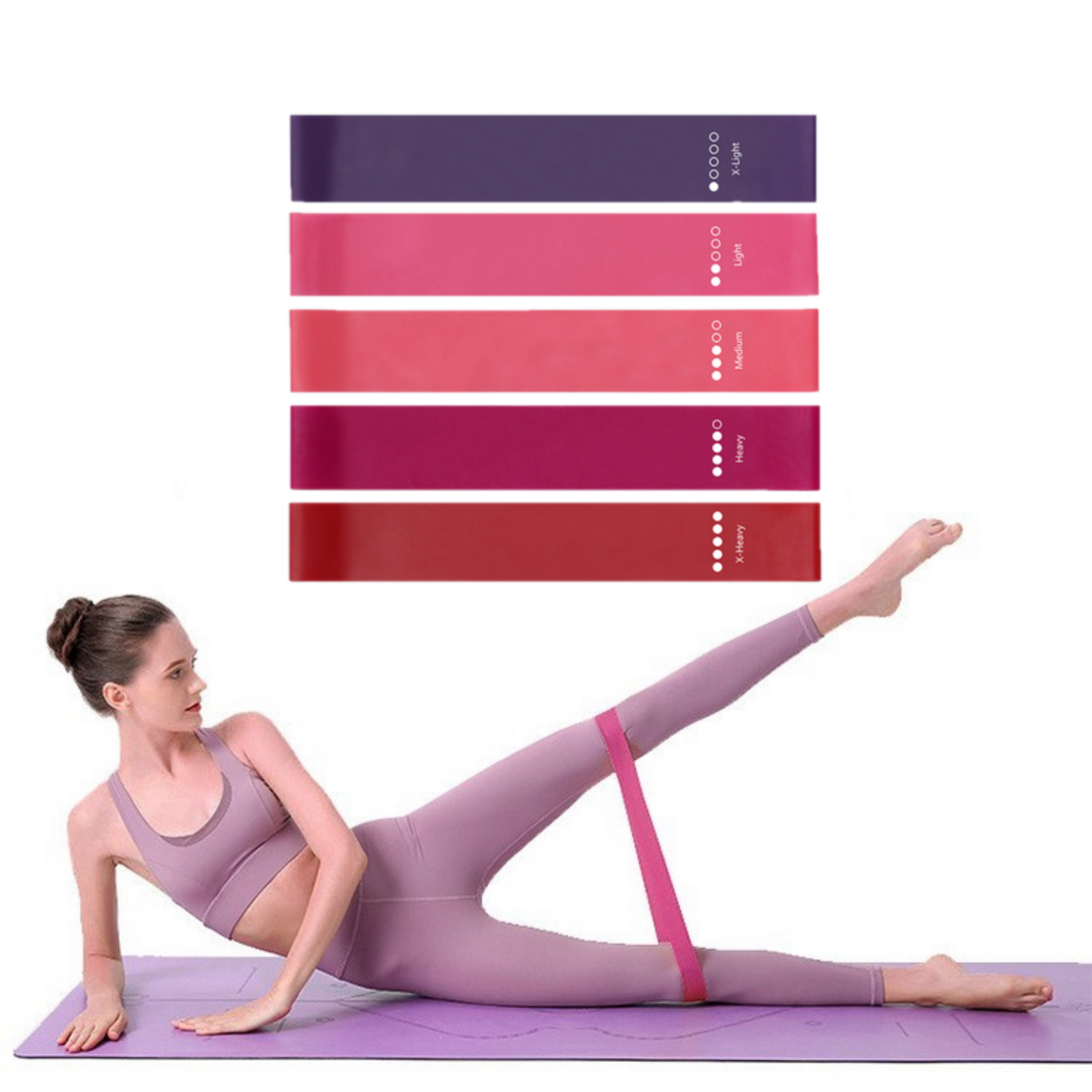 MOLOO-Weerstandsbanden-Rood-Resistance-Band-Set-van-5-Bootybands-Fitness-Elastiek