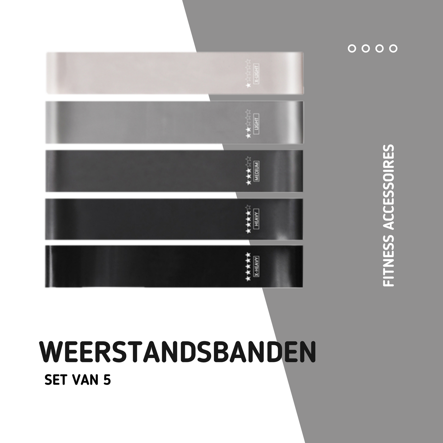 MOLOO-Weerstandsbanden-Zwart-Resistance-Band-Set-van-5-Bootybands-Fitness-Elastiek