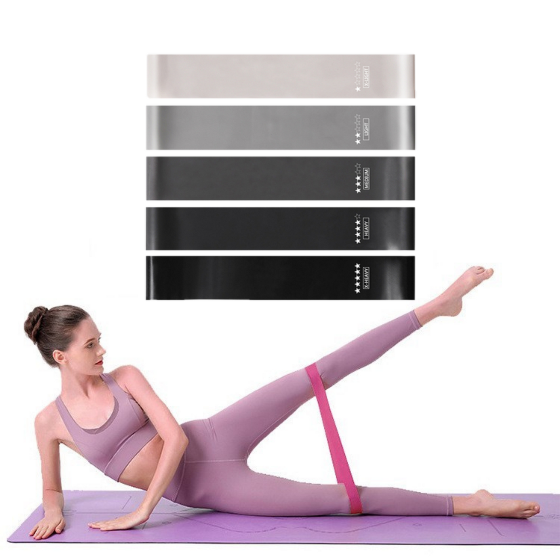 MOLOO-Weerstandsbanden-Zwart-Resistance-Band-Set-van-5-Bootybands-Fitness-Elastiek