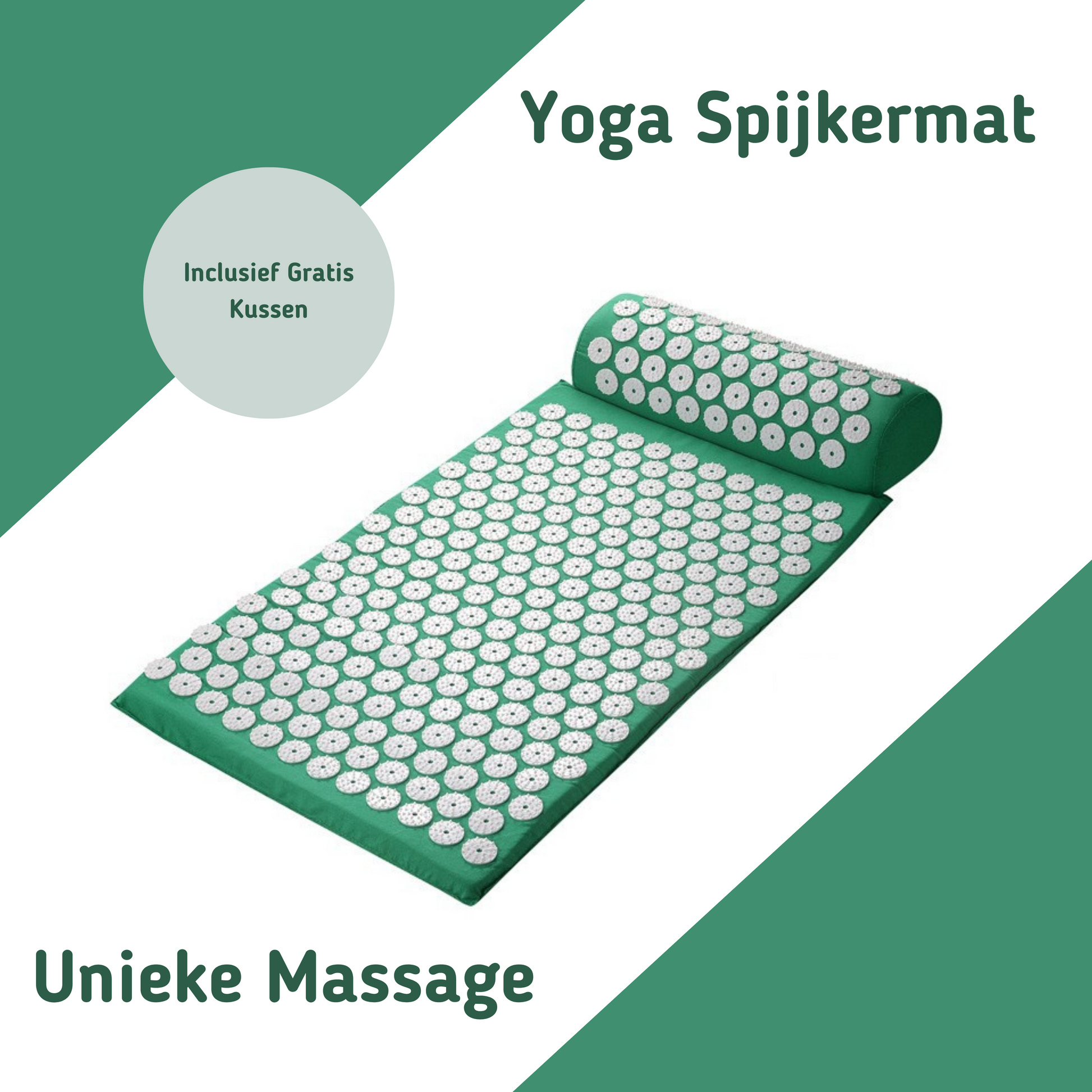 MOLOO-Yoga-Spijkermat-Met-Kussen-Groen-Acupressuur-Mat-Meditatie-Spijkerbed-Massage