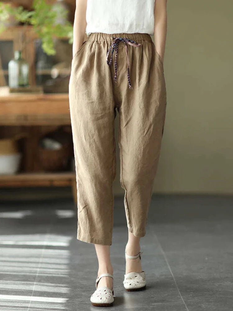 Zara linnen broek met hoge tailleband – Modern silhouet