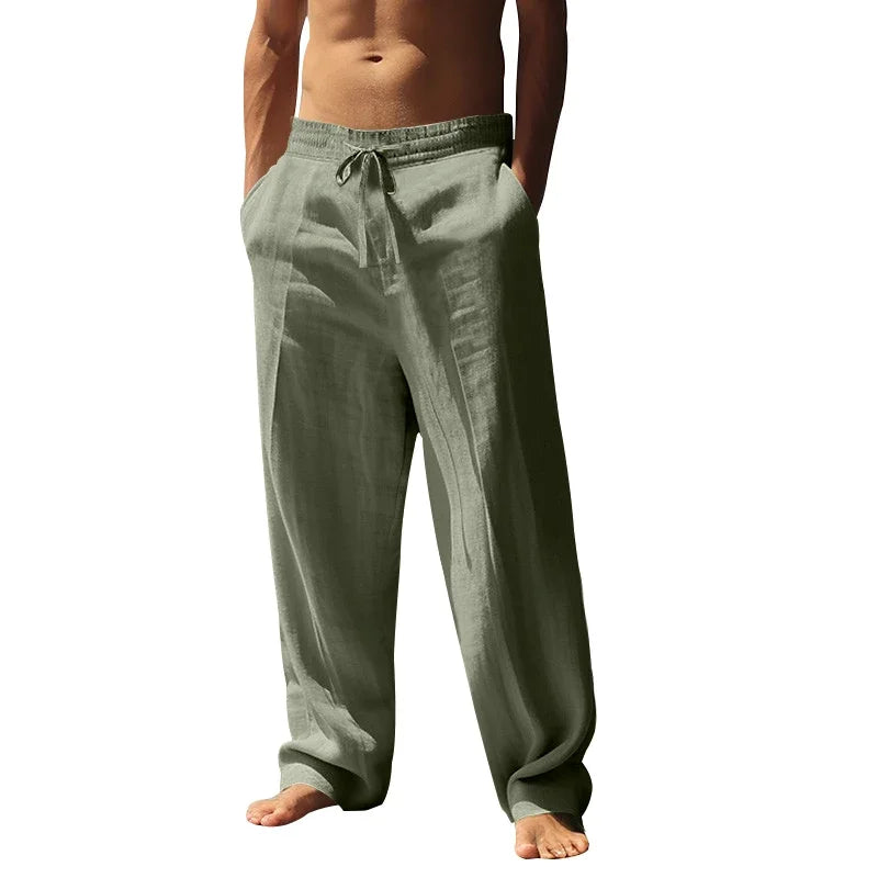 Linnen broek heren met zachte wassing – Relaxed effect