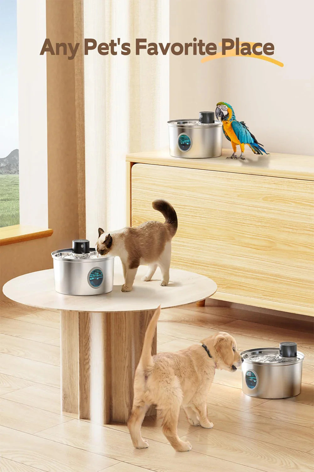Fontein kat met waterval-effect – Stimulerend voor katten