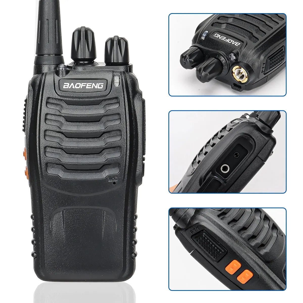 Walkie talkie met dubbele voedingsoptie