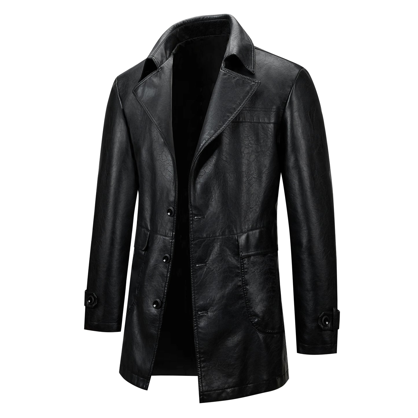 Leren jas voor heren met drukknoopsluiting – Extra stevigheid