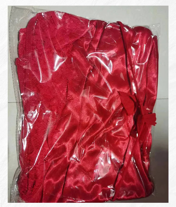 Ochtendjas voor dames - Zwarte zijde met kant voor een elegante ochtend