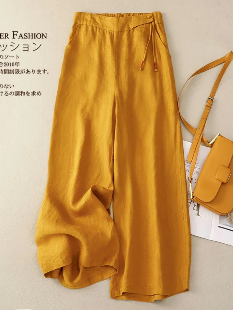 H&M linnen broek dames met split aan de enkel – Trendy detail