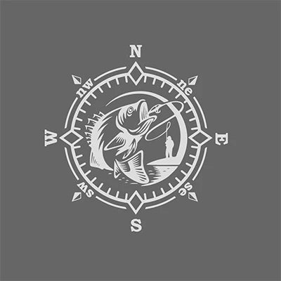 Auto stickers - Compass Design met Vissende Vis voor Avonturiers