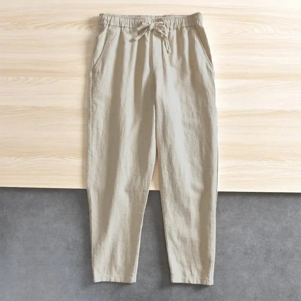 Linnen broek man in natuurlijke kleur – Voor een rustige look