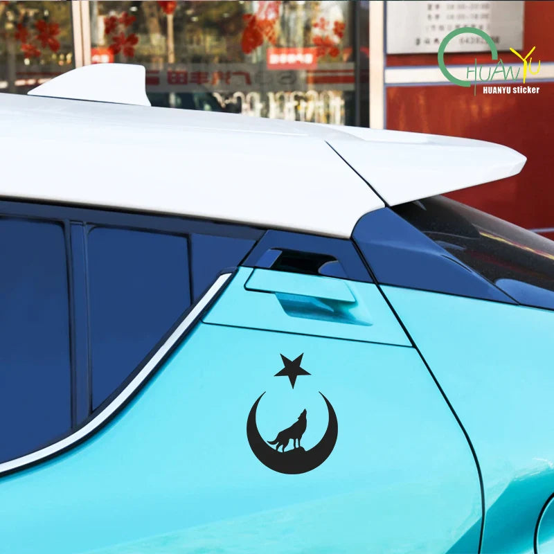 Auto stickers - Ster en Maan met Wolf voor Unieke Uitstraling