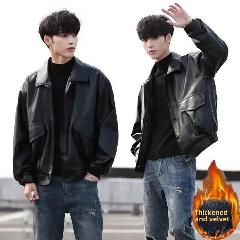 Leren jas voor heren met opstaande kraag – Voor extra flair