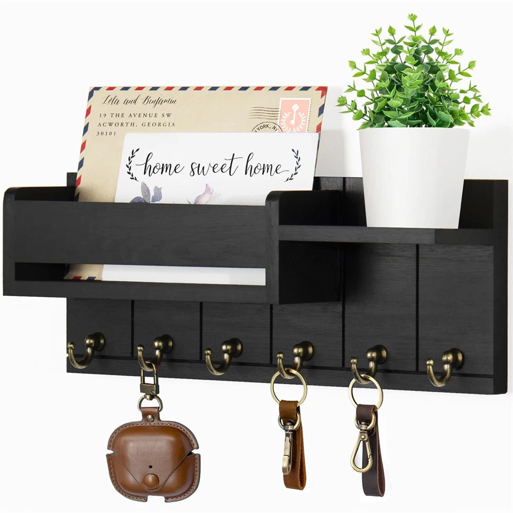 Decoratie woonkamer accessoires - Muurrek met haken en opbergvakken voor een georganiseerde entree