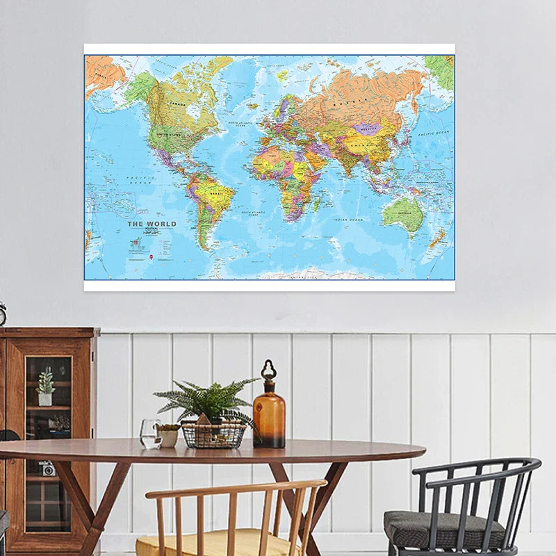 Wereldkaart als fotoprint β Realistische wereldweergave