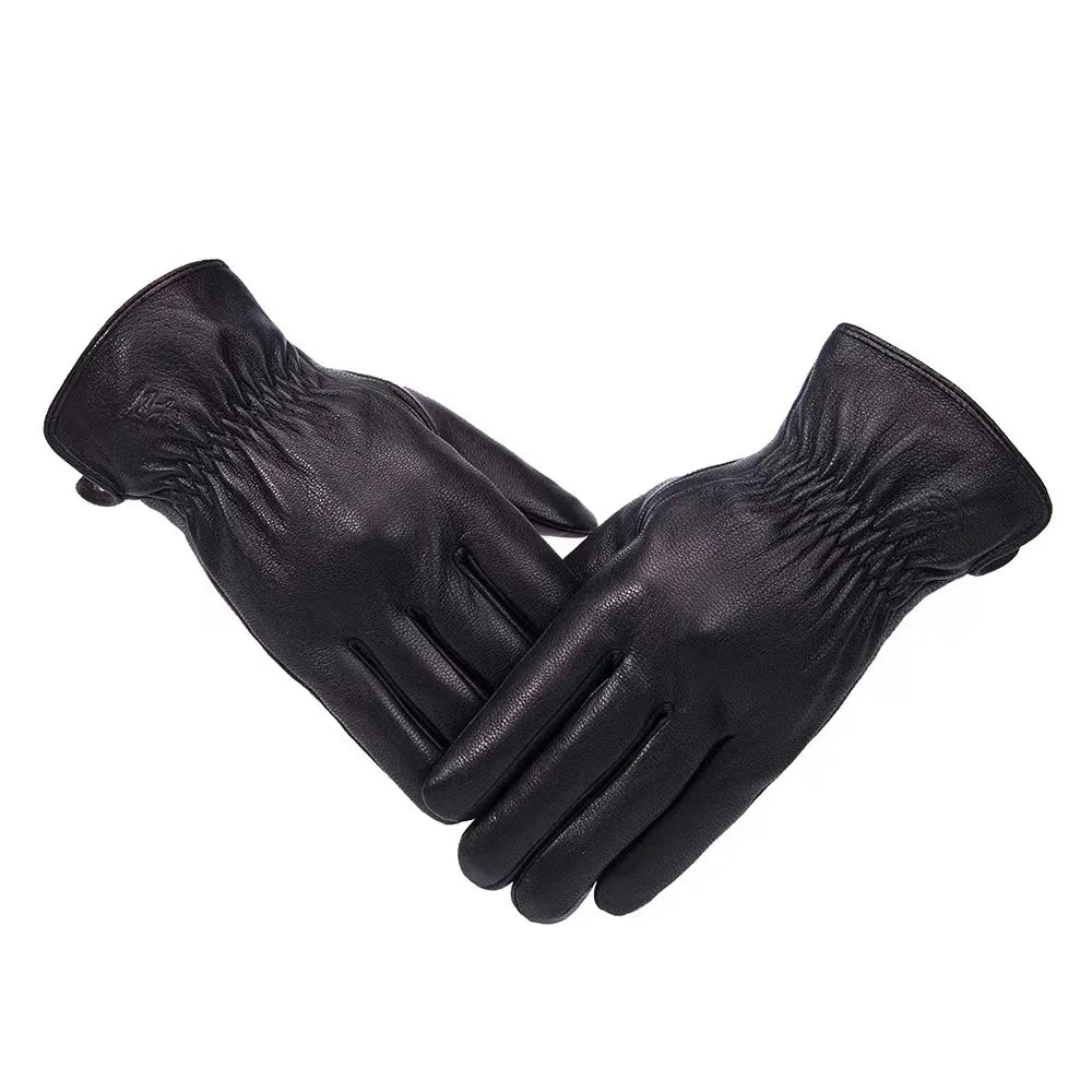 Heren handschoenen in glad leer met klassieke afwerking