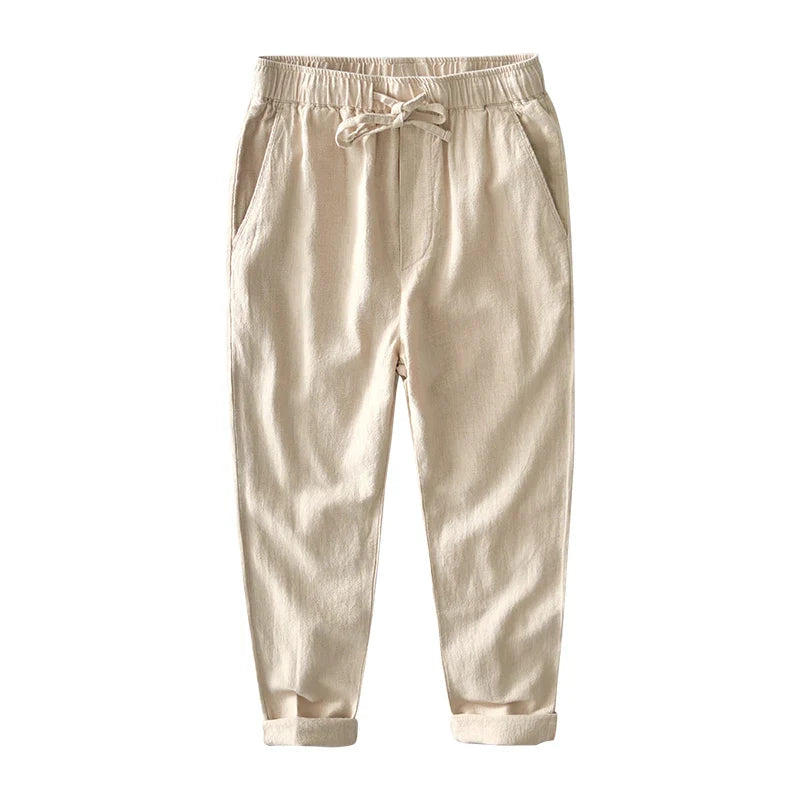 Linnen broek mannen met dubbele knoop – Extra stevigheid