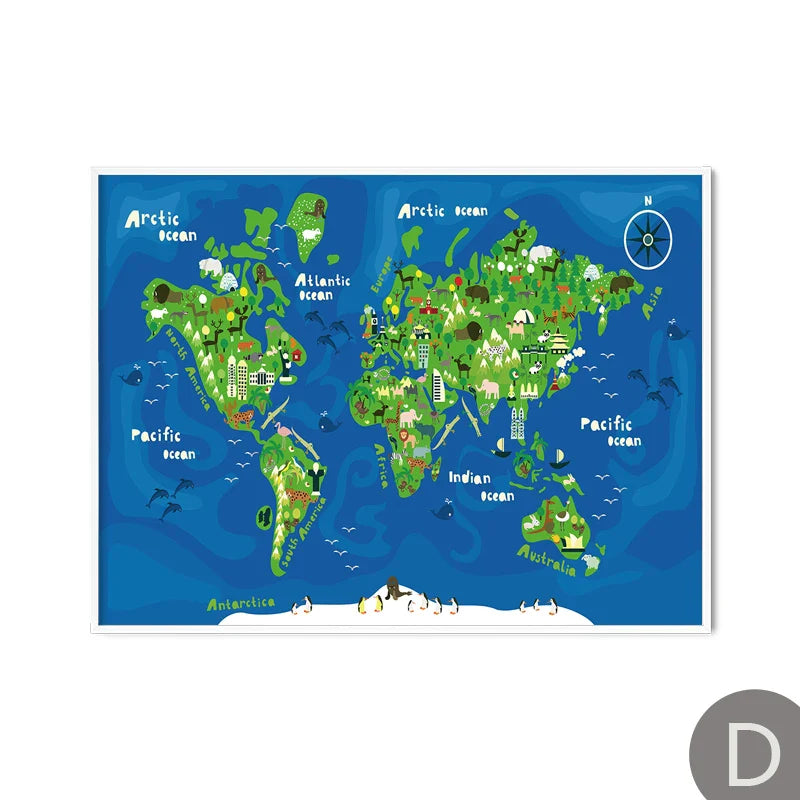 Industriële wanddecoratie met wereldkaart – Stoer design