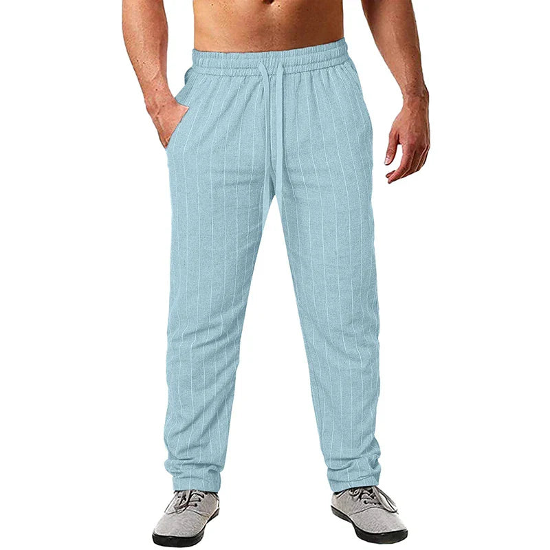 Linnen broek mannen met koordsluiting – Sportieve afwerking