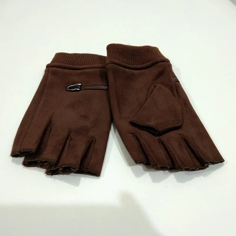 Herenset met lederen handschoenen en muts