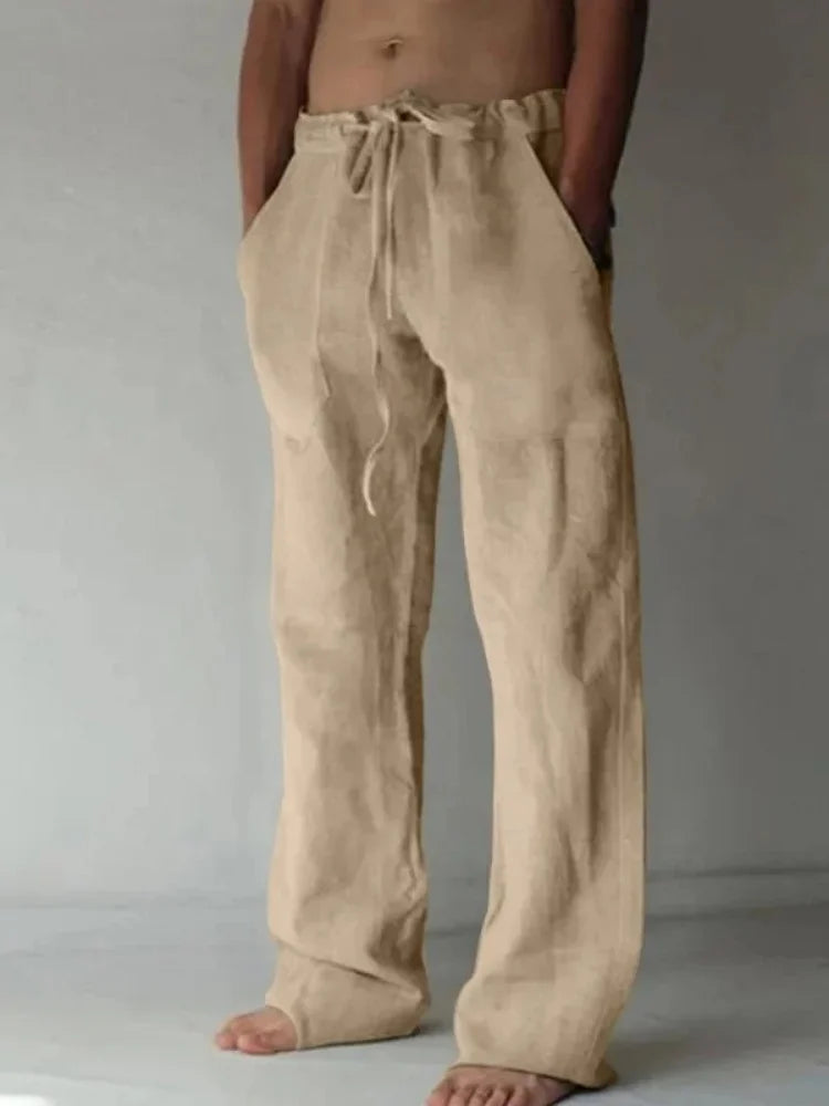 Linnen broek heren met koorddetail – Voor een nonchalante stijl