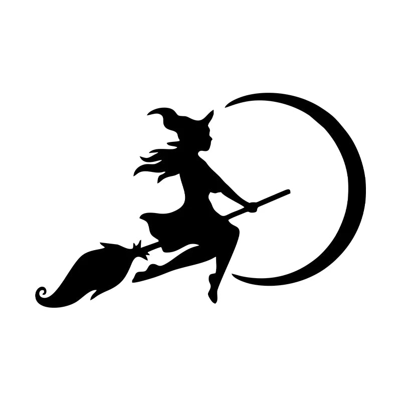 Auto stickers - Magische heks met regenboogkleuren voor unieke achterruitdecoratie