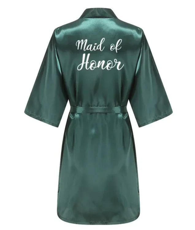 Ochtendjas dames zomer - Elegante zijde met gouden opdruk voor bruiloft