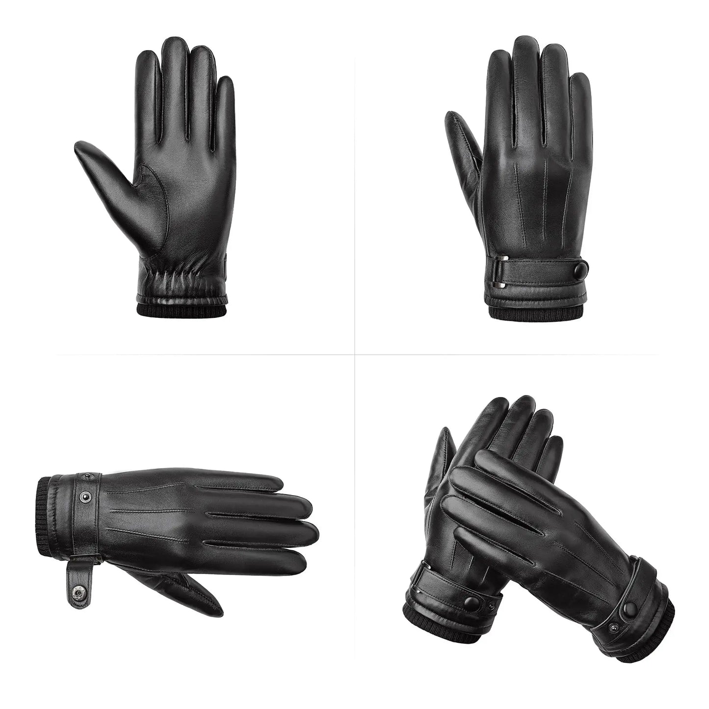 Winddichte leren handschoenen voor heren