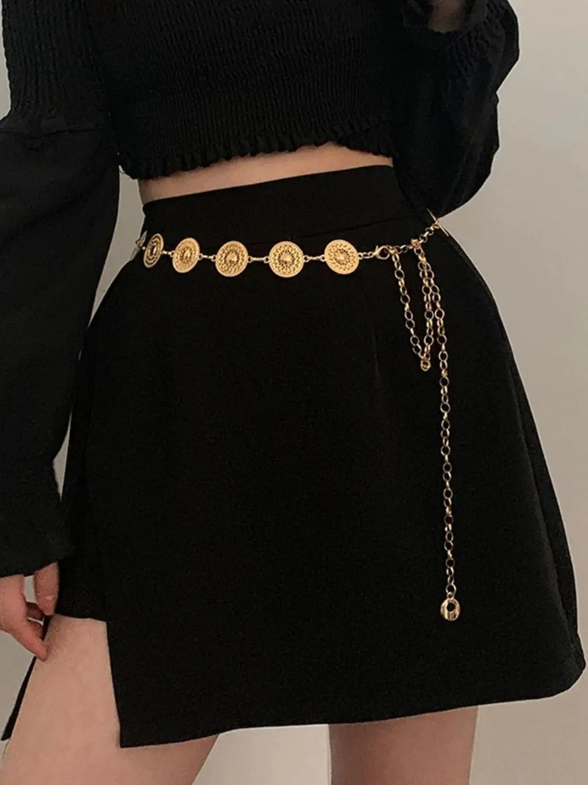 Riem met metallic print voor opvallende look