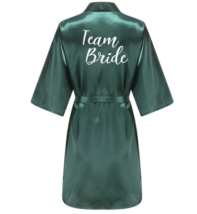 Ochtendjas dames zomer - Elegante zijde met gouden opdruk voor bruiloft