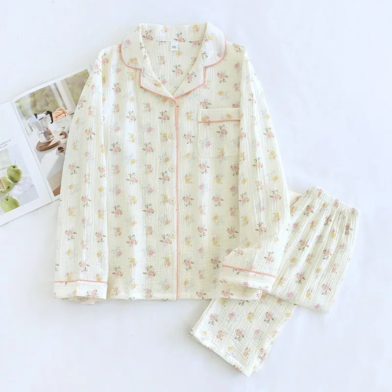 Dames pyjama met brede manchetten