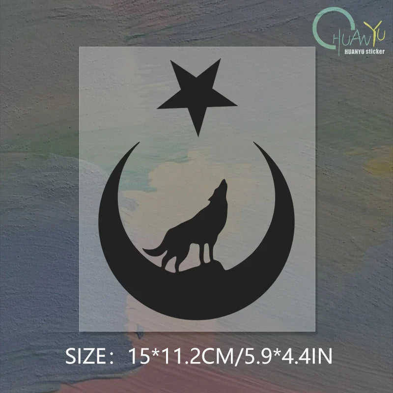 Auto stickers - Ster en Maan met Wolf voor Unieke Uitstraling