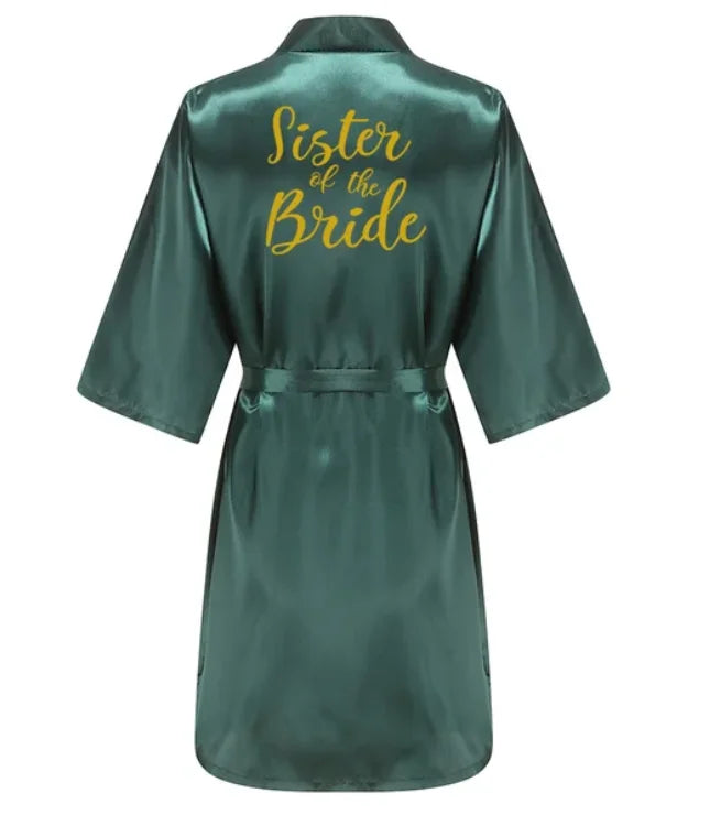 Ochtendjas dames zomer - Elegante zijde met gouden opdruk voor bruiloft