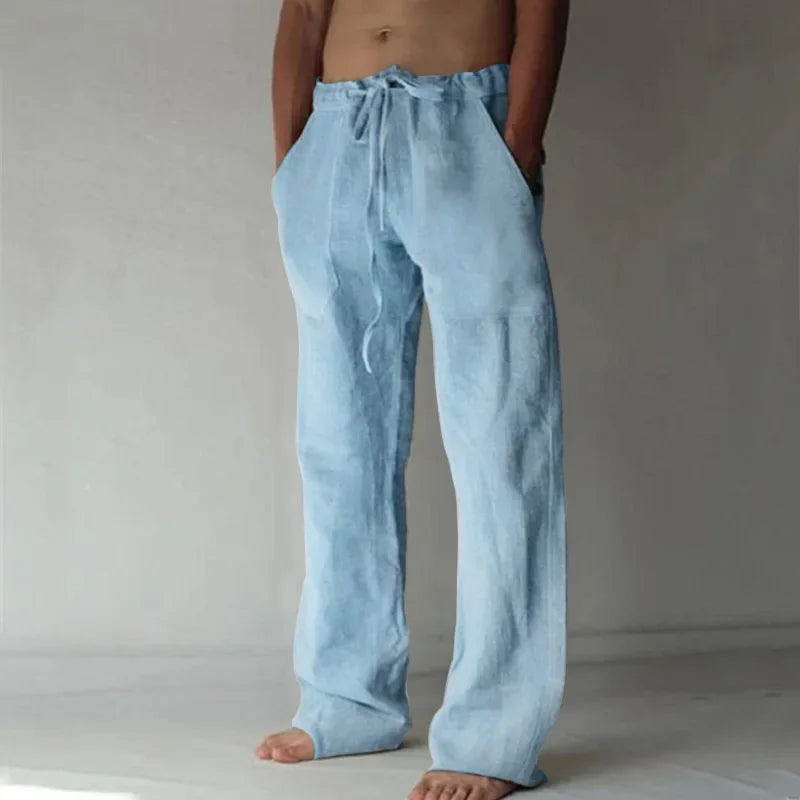Linnen broek mannen met gerafelde zoom – Trendy afwerking