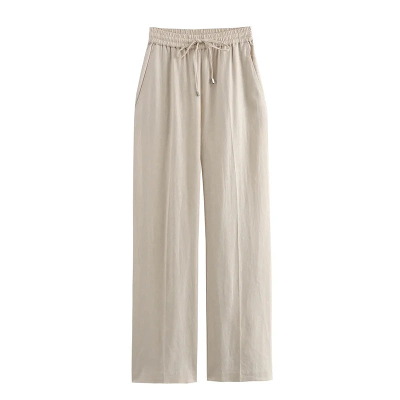 C&A linnen broek dames met strikband – Vrouwelijk accent