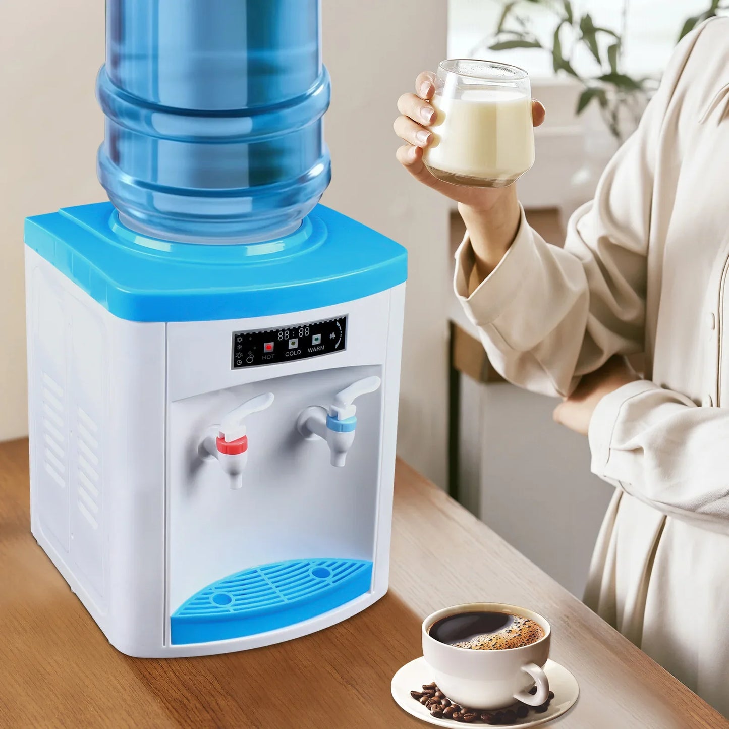 Drankdispenser met geïntegreerde lepelhouder – Voor roeren en serveren