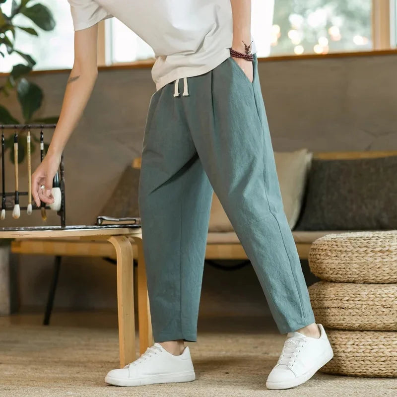 Linnen broek man met rechte pijpen – Klassieke snit