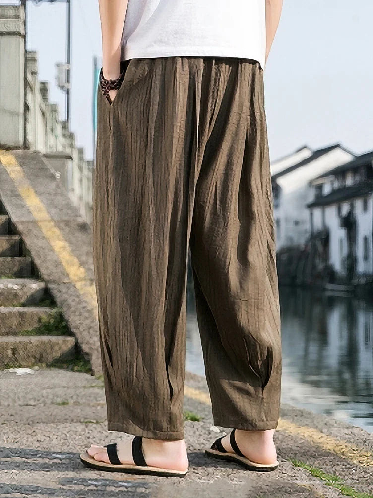 Linnenmix broek heren met tapered leg – Slanker model