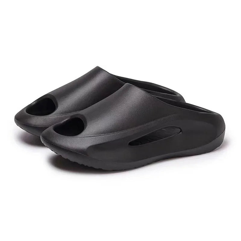 Heren slippers met leren voetbed