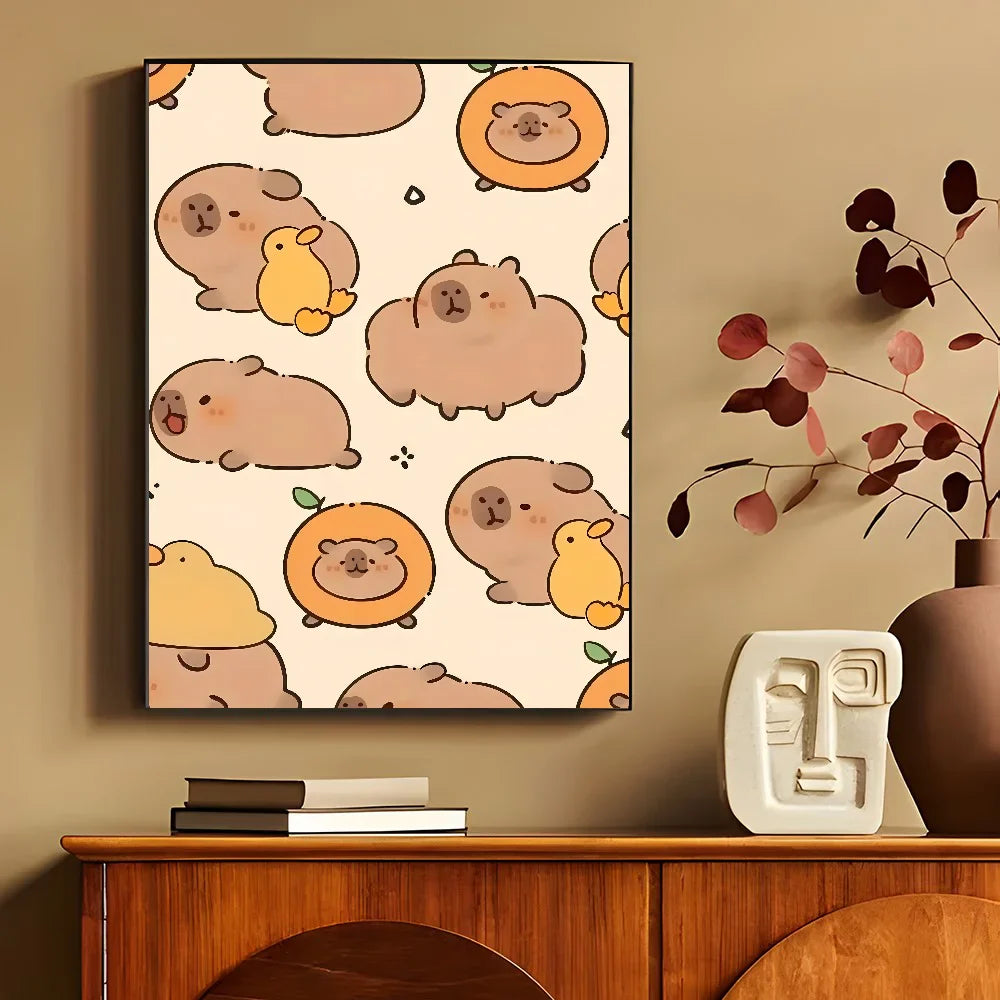 Poster met dieren in zachte kleuren