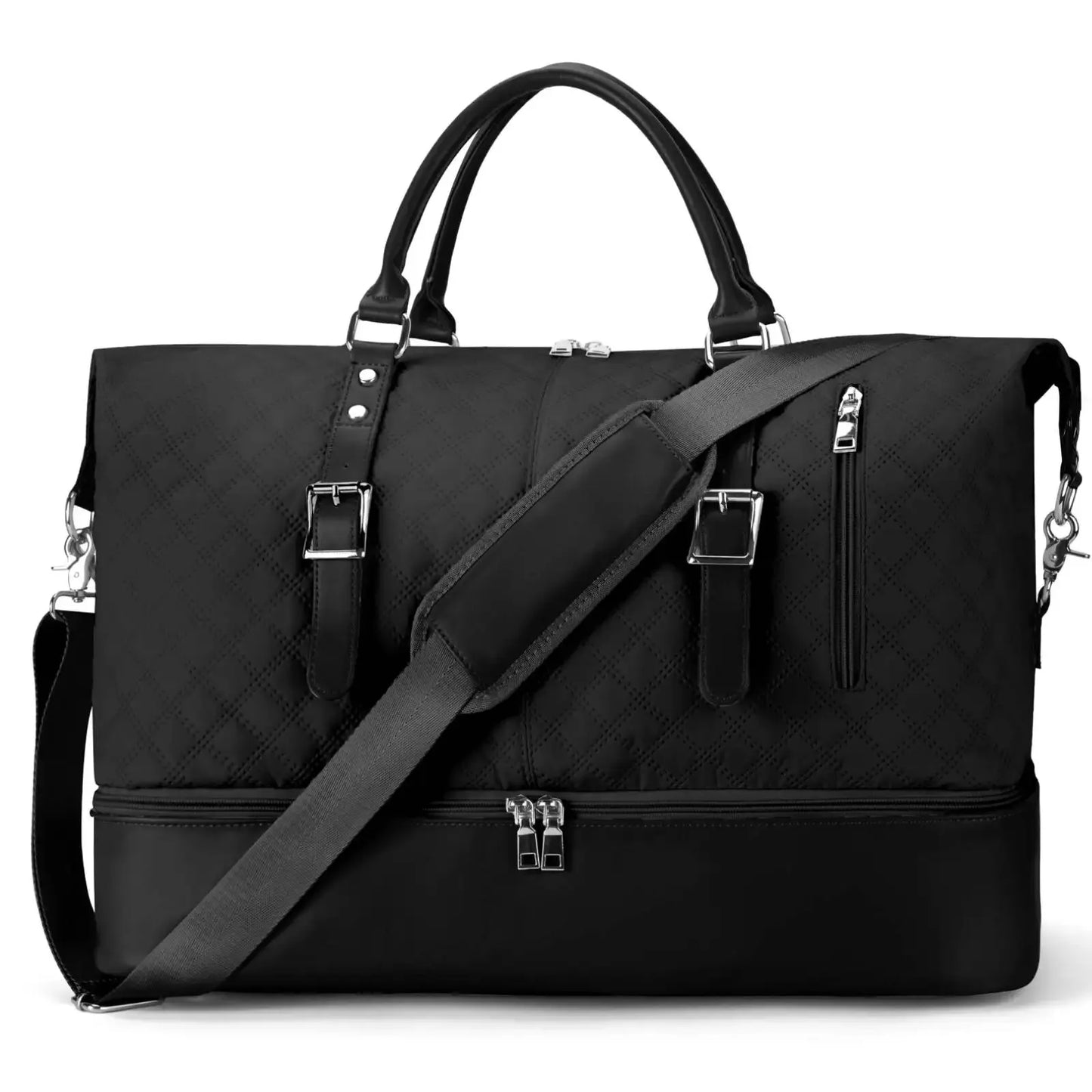 Compacte draagtas met leren details