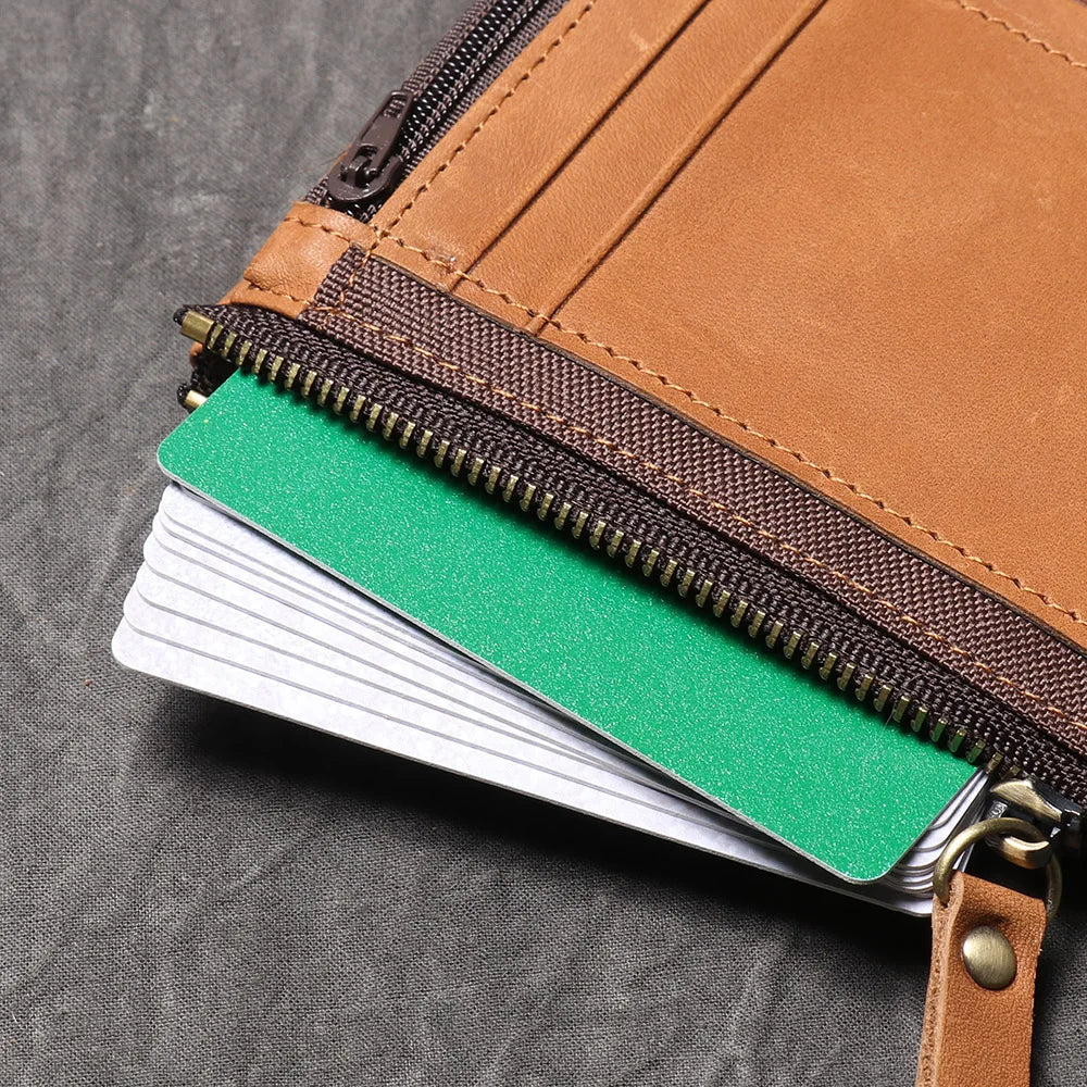 Luxe leren herenportemonnee met stiksels – Tijdloos design
